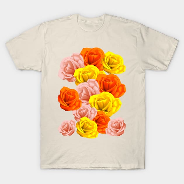 Roses Pastel Colors Floral Collage T-Shirt by BluedarkArt